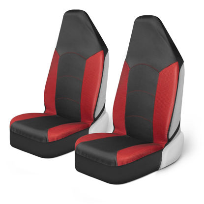 Picture of Motor Trend Red Mesh Car Seat Covers for Front Seats - Premium High Back Automotive Seat Covers, Made for Vehicles with Integrated Fixed Headrests, Interior Covers for Truck Van and SUV