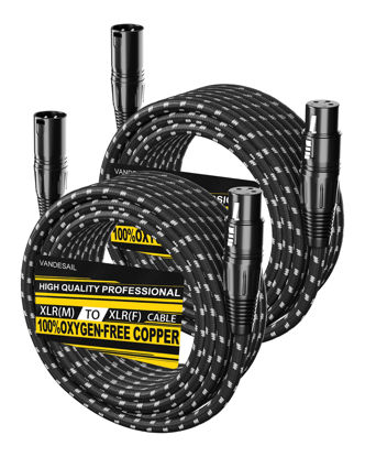 Picture of VANDESAIL XLR Cables 25ft 2 Pack Durable Nylon Braided XLR Microphone Cable, Mic Cable, Shielded and Balanced XLR to XLR Male to Female Cord for Recording Mixer Amplifie Speaker Black White
