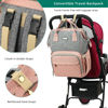 Picture of Diaper Bag for Baby Girls Boys, Baby Nappy Changing Bag with Insulated Pockets for Moms Dads, Multi-functional Waterproof Backpack with Stroller straps-Pink