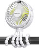 Picture of SWEETFULL Portable Stroller Fan with LED Display 4000mAh Battery Powered Mini Clip Fan, 4-Speed Rechargeable Small Personal Fan Handheld Desk Cooling Fan for Car Seat Crib Treadmill Travel(White)