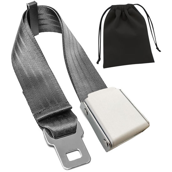 Picture of Airplane Seat Belt Extender, 7-31" Airline Seatbelt Extender Adjustable - FITS All Airlines in US Except Southwest(Silver)