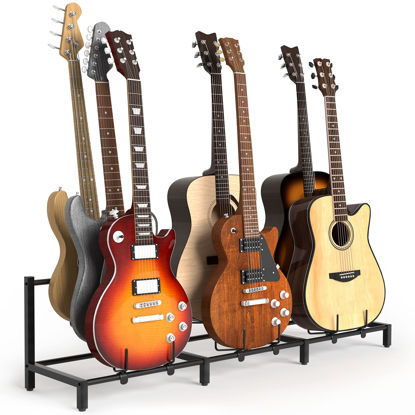Picture of Bikoney Guitar Stand 7-Holder for Acoustic, Electric Guitar, Bass, Guitar Rack Adjustable for Multiple Guitars, Guitar Accessories Gifts for Men, Guitar Stands Holder Floor Display for Home Studio
