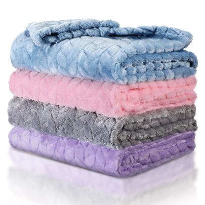 Picture of Frienda 4 Pcs Baby Fuzzy Blanket Fluffy Baby Blanket for Boys Girls Soft Warm Baby Receiving Blankets Nursery Bed Blanket Toddler Infant Newborn Receiving Blanket, 32 x 24 Inch (Elegant Color)