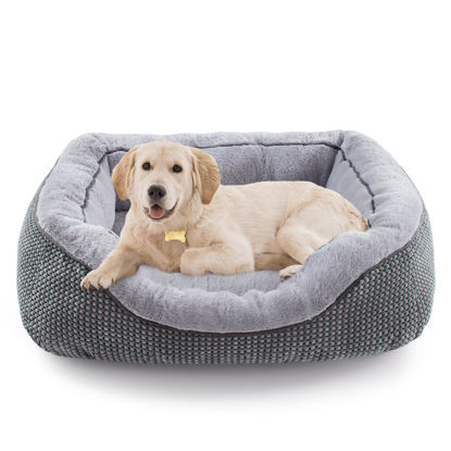 Picture of INVENHO Medium Dog Beds for Medium Dogs Washable, Rectangle Dog Bed Medium Size Dog, Orthopedic Dog Bed, Warming Soft Calming Sleeping Puppy Bed Durable Pet Bed with Anti-Slip Bottom M(30"x24"x9")