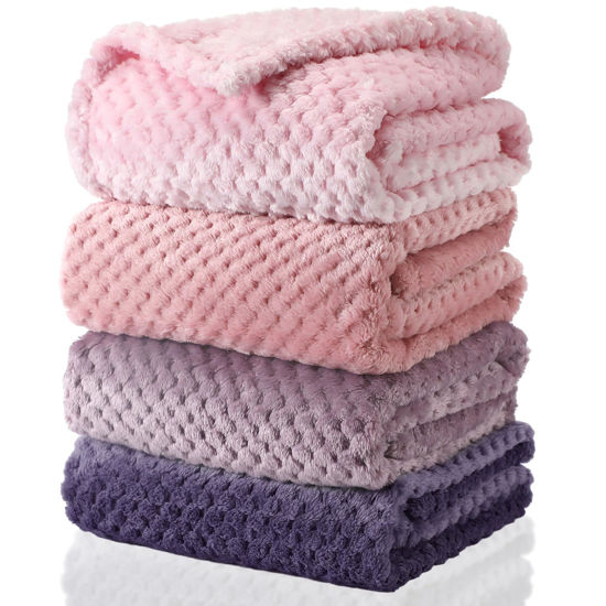 Picture of Frienda 4 Pcs Baby Fuzzy Blanket Fluffy Baby Blanket for Boys Girls Soft Warm Baby Receiving Blankets Nursery Bed Blanket Toddler Infant Newborn Receiving Blanket, 32 x 24 Inch (Pink Color)
