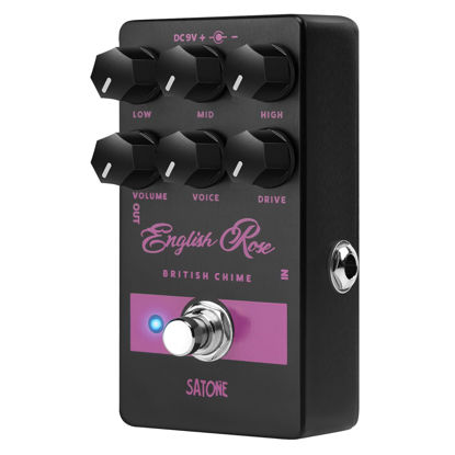Picture of Satone S812 English Rose British Chime Overdrive Electric Guitar Effect Pedal - Bell-like Tone Transform Effect Preset Acoustic Metal Pedal with 3-Band EQ True Bypass