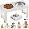 Picture of Elevated Dog Bowls Large Breed XiaZ Raised Dog Bowl Stands Large Medium Sized Dog 2 Large Elevated Dog Food Water Bowl Stand Set White Raised Pet Feeder Adjustable Dog Dish Station 9/11/12/14in