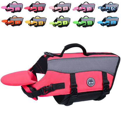 Picture of VIVAGLORY Dog Life Jacket with Removable Front Float, Life Vest with Reflective Trims & Extra Padding for Swimming & Boating, Bright Pink, XS