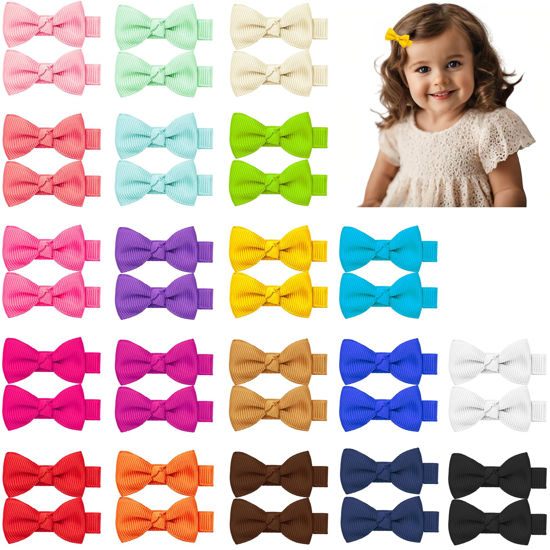 Picture of Hair Bows for Girls, 40PCS 1.8" Fully Lined Hair Clips, Alligator Hair Accessories for Kids and Teens (20 Colors in Pairs)