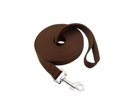 Picture of Nylon Training Dog Leash for Small Medium Large Dogs, 15ft 20ft 30ft 50ft Long Leash Dog/Puppy Lead for Obedience Recall Training, Camping (30ft, Brown)