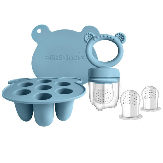 Picture of BIGSPINACH Baby Food Feeder Pacifier with Breast Milk Popsicle Teether-Silicone Forage Feeder for Babies-Breastmilk Storage Container and Freezer Tray-Teething Popsicle Molds for Soothing Relief