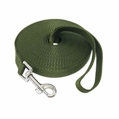 Picture of Nylon Training Dog Leash for Small Medium Large Dogs, 15ft 20ft 30ft 50ft Long Leash Dog/Puppy Lead for Obedience Recall Training, Camping (1" x 50ft, Green)