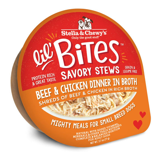Picture of Stella & Chewy's Lil Bites Savory Stews for Small Breeds Beef & Chicken Dinner in Broth, 2.7 oz. Cups (Pack of 12)
