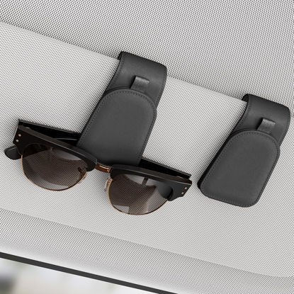 Picture of Sotfamily Sunglass Holder for Car Visor, Suede Cloth Magnetic Sunglass Organizer for Car Accessories, 2 Packs, Black