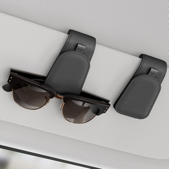 Picture of Sotfamily Sunglass Holder for Car Visor, Suede Cloth Magnetic Sunglass Organizer for Car Accessories, 2 Packs, Black