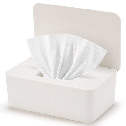 Picture of Baby Wipes Dispenser, Wipe Holder for Baby & Adult,Keeps Wet Tissue Fresh, Non-Slip Wipes Case, Flushable Wipe Container with Sealing Design Lid