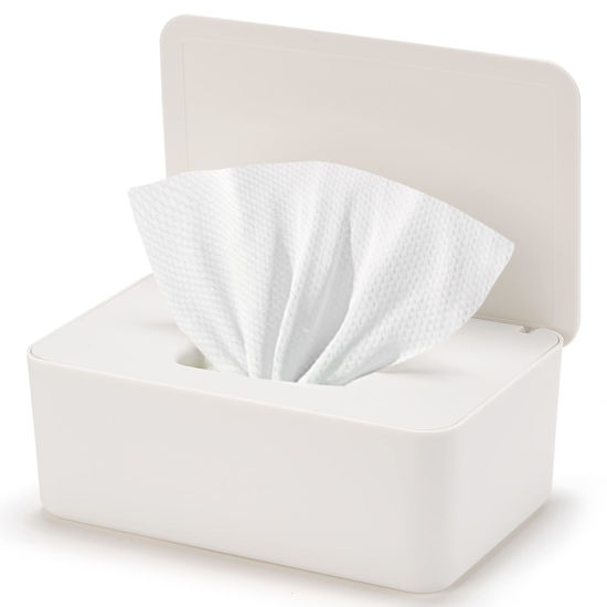 Picture of Baby Wipes Dispenser, Wipe Holder for Baby & Adult,Keeps Wet Tissue Fresh, Non-Slip Wipes Case, Flushable Wipe Container with Sealing Design Lid