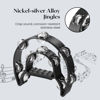 Picture of Flexzion Tambourine Metal Half Moon Musical Instruments Double Row Metal Jingles Hand Held Instruments Percussion with Ergonomic Handle Grip, Tambourines for Adults, Black