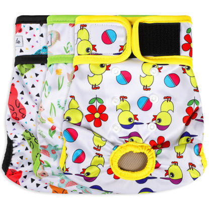 Picture of Grecle Washable Female Dog Diapers - Premium Reusable Diapers for Doggie in Heat - Highly Absorbent Dog Diapers Female for Pet Incontinence with Adjustable Snaps(Animals, XL)