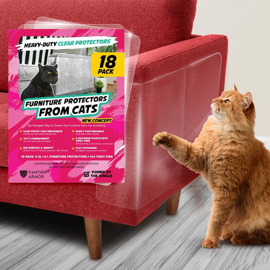 Picture of Panther Armor 18-Pack Furniture Protectors from Cats Scratch - Couch Protector for Cats & Dogs - Anti Scratch Furniture Protector - Couch Covers for Protection, for Pets Claws