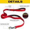 Picture of Fida 4 FT Heavy Duty Dog Leash with 2 Comfortable Padded Handles, Traffic Handle & Advanced Easy Snap Hook, Reflective Walking Lead for Large, Medium & Small Breed Dogs, Red