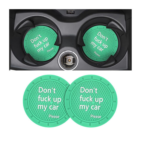 Picture of 8sanlione 2 Pack Car Cup Holder Coasters, 2.75 Inch Non-Slip PVC Insert Cup Coaster, Anti-Scratch Auto Cup Mats for Women Men, Vehicle Interior Accessories for Car, SUV, Truck (D Light Green/2PCS)