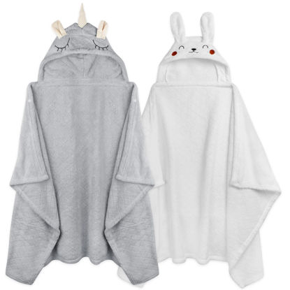 Picture of Toddler Hooded Bath Towels for Kids Towels Hooded Toddler Bath Towels Age 0-5, Absorbent Soft Baby Bath Towels with Hood Toddler Towels, 2-Pack Large 50'' x 32'' Thick Hooded Baby Towels Boy Girl