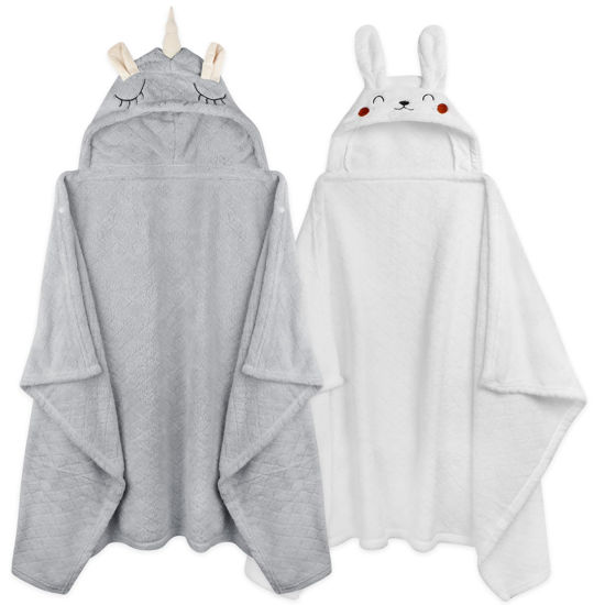 Picture of Toddler Hooded Bath Towels for Kids Towels Hooded Toddler Bath Towels Age 0-5, Absorbent Soft Baby Bath Towels with Hood Toddler Towels, 2-Pack Large 50'' x 32'' Thick Hooded Baby Towels Boy Girl