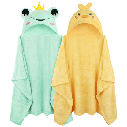 Picture of Toddler Bath Towel Hooded Kids Towels Bath Baby Towels with Hood for Boy Girl 0-5 Years, 2-Pack Soft Absorbent Baby Bath Towels Toddler Towels, Large Thick 50''x32'' Kids Hooded Towels for Toddlers