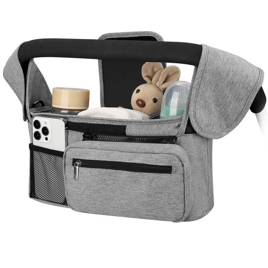 Picture of Accmor Universal Stroller Organizer with Insulated Cup Holder Detachable Phone Bag and Shoulder Strap,Stroller Bag Caddy Organizer Accessories Fits for Uppababy, Baby Jogger, Britax Strollers