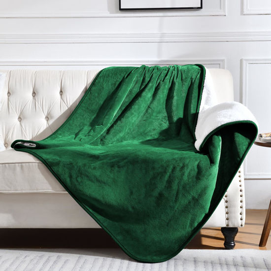 Picture of Yaning Waterproof Blanket for Bed Couch Sofa, Soft Liquid Pee Proof Pet Blanket for Dog Puppy Cat, Reversible Sherpa Fleece Blanket for Furniture Protector (Green, 60x80 inches)