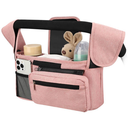 Picture of Accmor Universal Stroller Organizer with Insulated Cup Holder Detachable Phone Bag and Shoulder Strap,Stroller Bag Caddy Organizer Accessories Fits for Uppababy, Baby Jogger, Britax Strollers