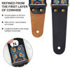 Picture of Nefelibata Guitar Strap, Embroidered Cotton Guitar Straps with Head Cowhide Leather Ends for Bass, Electric & Acoustic Guitars, Free Strap Button, 1 Pair Strap Locks and 4 Guitar Picks