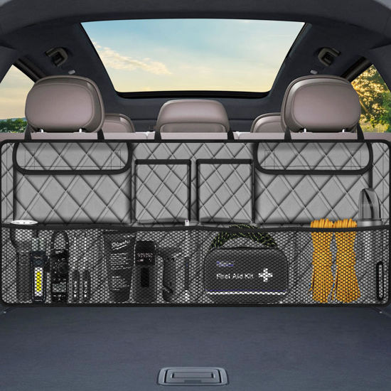 Picture of Femuar Car Trunk Organizer,Large Capacity Backseat Trunk Organizer(42"*18"),Collapsible Car Storage Bag with 8 Pocekt,Car Organizer for SUV/MPV/Truck - Grey