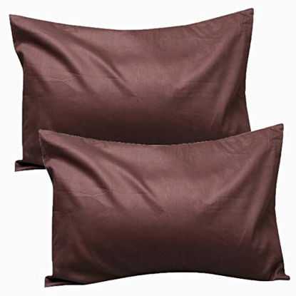 Picture of UOMNY Crib Pillowcases Kids Travel Pillowcase - Set of 2 UOMNY100% Cotton Pillow Cover with Envelope Closure Machine Washable Solid Pillowcases for Sleeping Tiny Pillows(Brown14x20)