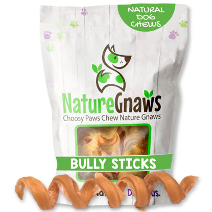 Picture of Nature Gnaws Bully Stick Springs for Dogs 7-8" (12 Count) - Long Lasting for Aggressive Chewers - Natural Curly Beef Dog Chew Bones - Rawhide Free