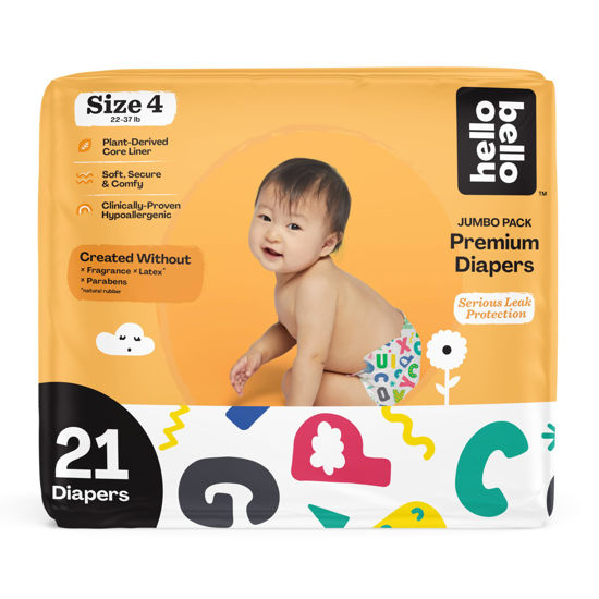 Picture of Hello Bello Premium Baby Diapers Size 4 I 21 Count of Disposable, Extra-Absorbent, Hypoallergenic Baby Diapers with Snug and Comfort Fit I Alphabet Soup