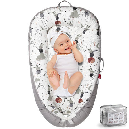Picture of BUTOA Baby Lounger - Baby Lounger for Newborn 0-24 Months, Co Sleeping Breathable & Soft Baby Nest, Portable and Lightweight Infant Lounger Newborn Babies Essentials Gifts, Grey Rabbit