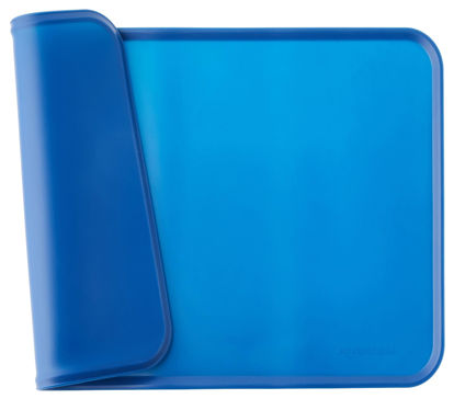 Picture of Amazon Basics Waterproof Anti-Slip Silicone Pet Food and Water Bowl Mat, Solid, 18.5 x 11.5 Inches, Blue