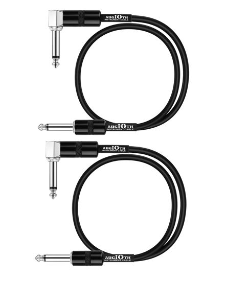 Picture of Augioth 18 Inch Guitar Patch Cable 45 CM Performance Guitar Effect Pedal Cables Straight to Angled 2Pack