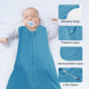 Picture of david's kids 3 Pack 100% Cotton Baby Sleep Sack 6-12 Months, Soft Baby Wearable Blankets with 2-Way Zipper, Comfy Sleeping Bags for Infant Newborn Boys Girls Neutral, Medium Size, White & Grey & Blue