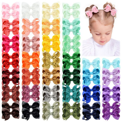 Picture of 70 Pieces Hair Bows for Girls 3 Inch Grosgrain Ribbon Toddler Hair Accessories with Alligator Clips for Toddlers Baby Girls Kids Teens