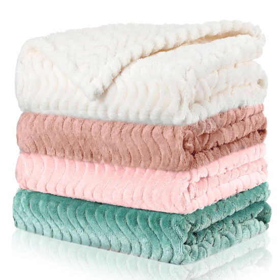 Picture of Frienda 4 Pcs Baby Fuzzy Blanket Fluffy Baby Blanket for Boys Girls Soft Warm Baby Receiving Blankets Nursery Bed Blanket Toddler Infant Newborn Receiving Blanket, 32 x 24 Inch (Pastel Color)