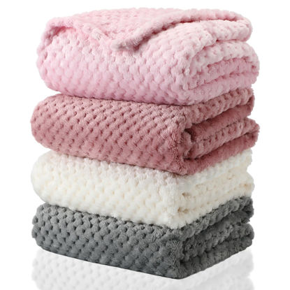Picture of Frienda 4 Pcs Baby Fuzzy Blanket Fluffy Baby Blanket for Boys Girls Soft Warm Baby Receiving Blankets Nursery Bed Blanket Toddler Infant Newborn Receiving Blanket, 32 x 24 Inch (Lovely Color)