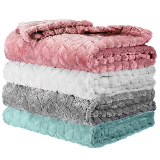 Picture of Frienda 4 Pcs Baby Fuzzy Blanket Fluffy Baby Blanket for Boys Girls Soft Warm Baby Receiving Blankets Nursery Bed Blanket Toddler Infant Newborn Receiving Blanket, 32 x 24 Inch (Cute Color)