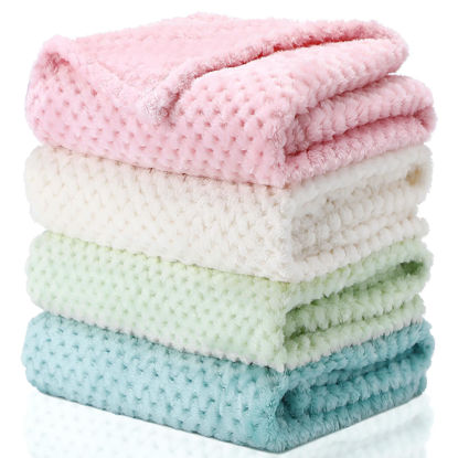 Picture of Frienda 4 Pcs Baby Fuzzy Blanket Fluffy Baby Blanket for Boys Girls Soft Warm Baby Receiving Blankets Nursery Bed Blanket Toddler Infant Newborn Receiving Blanket, 32 x 24 Inch(Fresh Color)