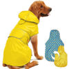 Picture of Kimee Dog Raincoat Reversible, Single Side Slicker Poncho Adjustable Waterproof Dog Rain Jacket with Leash Hole/Reflective Stripe Hooded Snowproof Windproof Clothes for Small to 3X-Large Dogs, S