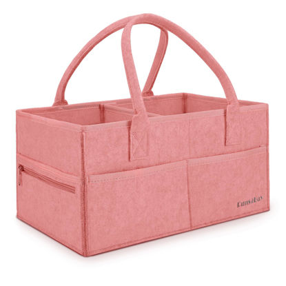 Picture of Runsabay - Diaper Caddy Organizer for Newborn Baby Essentials, Newborn Baby Must Haves, Car Basket for Baby Diapers and Wipes, Baby Basket with Handles (Pink, Large)