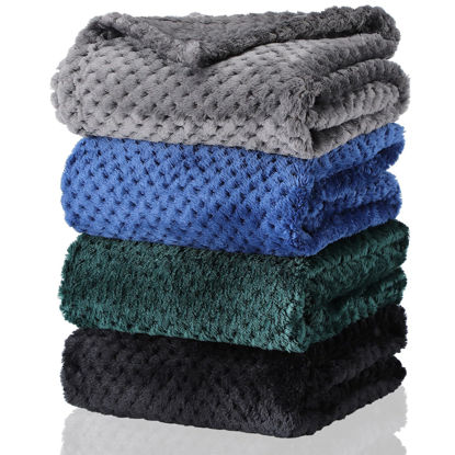 Picture of Frienda 4 Pcs Baby Fuzzy Blanket Fluffy Baby Blanket for Boys Girls Soft Warm Baby Receiving Blankets Nursery Bed Blanket Toddler Infant Newborn Receiving Blanket, 32 x 24 Inch (Dark Color)