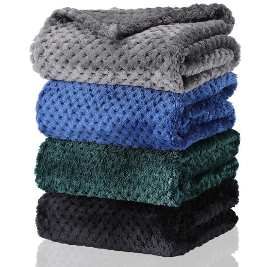 Picture of Frienda 4 Pcs Baby Fuzzy Blanket Fluffy Baby Blanket for Boys Girls Soft Warm Baby Receiving Blankets Nursery Bed Blanket Toddler Infant Newborn Receiving Blanket, 32 x 24 Inch (Dark Color)
